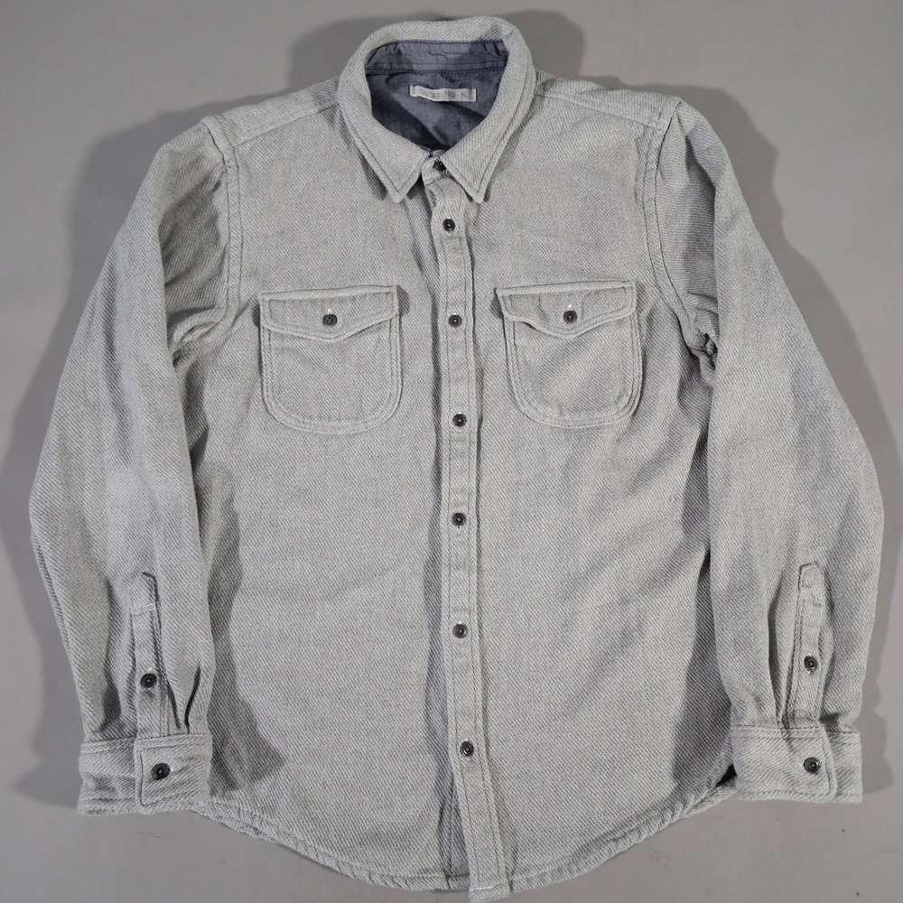 Outerknown Blanket Shirt Mens XL Grey Organic Cotton Heavyweight Twill Flannel